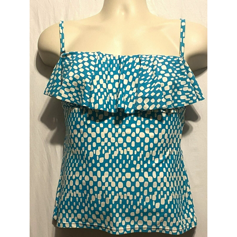 Catalina Women Tankini Top Medium 8 10 Green White Ruffle Padded Bra CTL37434T